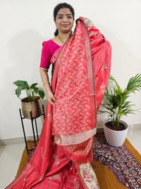 Soft Semi Tussar Weaving with Pichwai Border - Dark Red