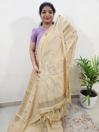 Soft Cotton with Weaving Floral Pattern  - Cream