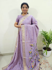 Soft Cotton with Weaving Floral Pattern  - Purple