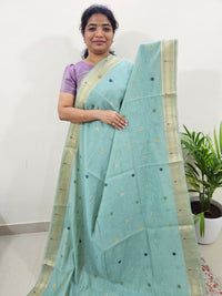 Soft Cotton with Weaving Floral Pattern  - Blue