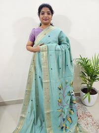 Soft Cotton with Weaving Floral Pattern  - Blue