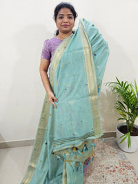 Soft Cotton with Weaving Floral Pattern  - Blue