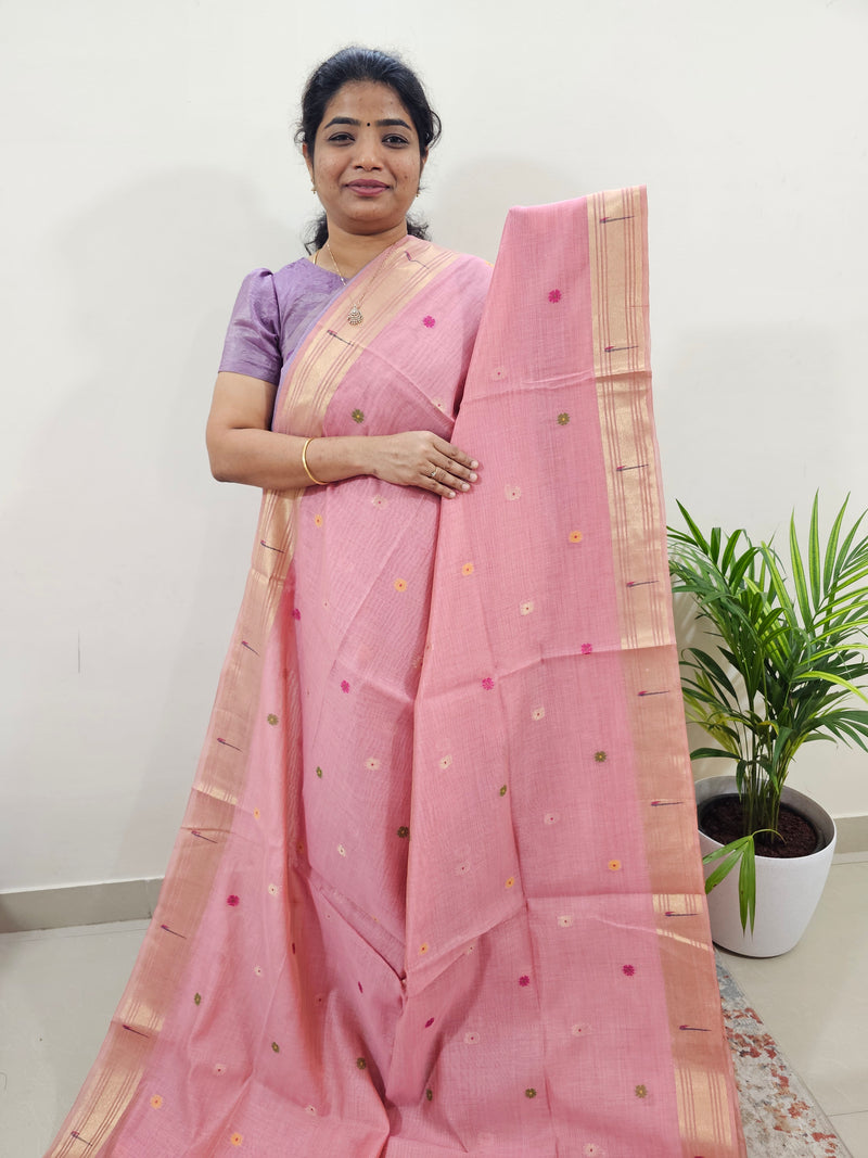 Soft Cotton with Weaving Floral Pattern  - Pink