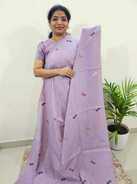 Soft Cotton with Weaving Floral Pattern  - Purple