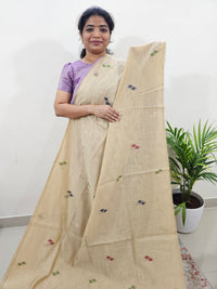 Soft Cotton with Weaving Floral Pattern  - Cream