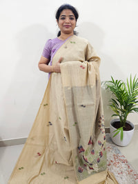 Soft Cotton with Weaving Floral Pattern  - Cream