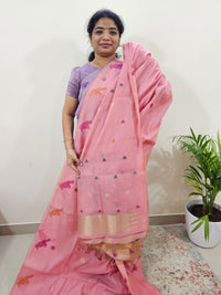 Soft Cotton with Weaving Floral Pattern  - Pink