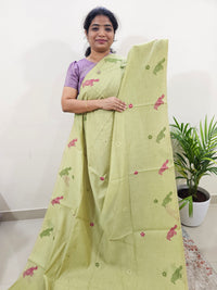 Soft Cotton with Weaving Floral Pattern  - Green