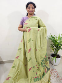 Soft Cotton with Weaving Floral Pattern  - Green
