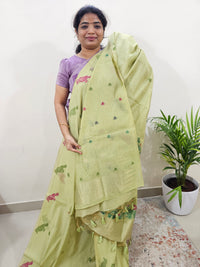 Soft Cotton with Weaving Floral Pattern  - Green