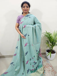 Soft Cotton with Weaving Floral Pattern  - Blue