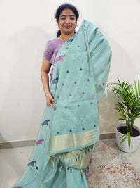 Soft Cotton with Weaving Floral Pattern  - Blue