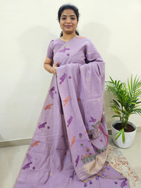 Soft Cotton with Weaving Floral Pattern  - Purple
