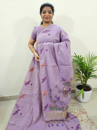 Soft Cotton with Weaving Floral Pattern  - Purple