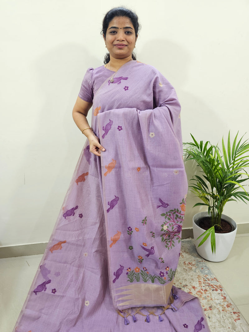 Soft Cotton with Weaving Floral Pattern  - Purple