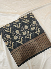 Pure Chanderi Butter Silk - Black