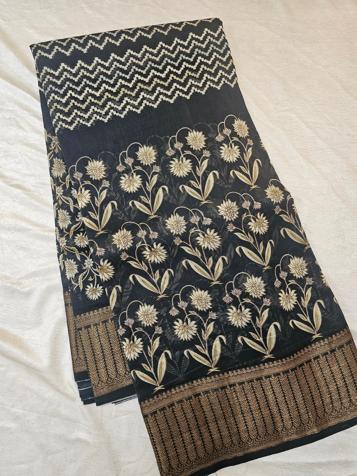 Pure Chanderi Butter Silk - Black