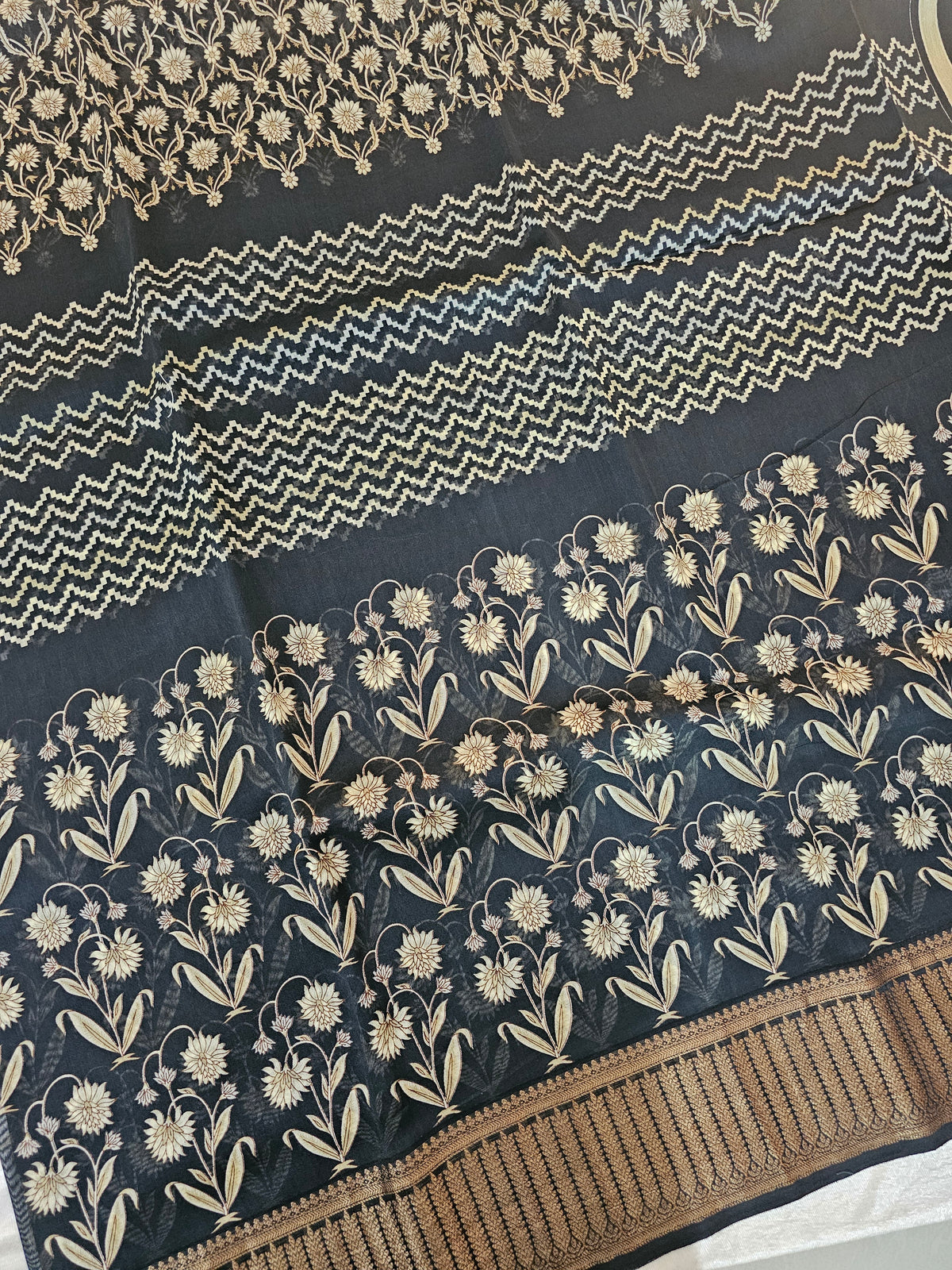 Pure Chanderi Butter Silk - Black