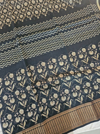 Pure Chanderi Butter Silk - Black