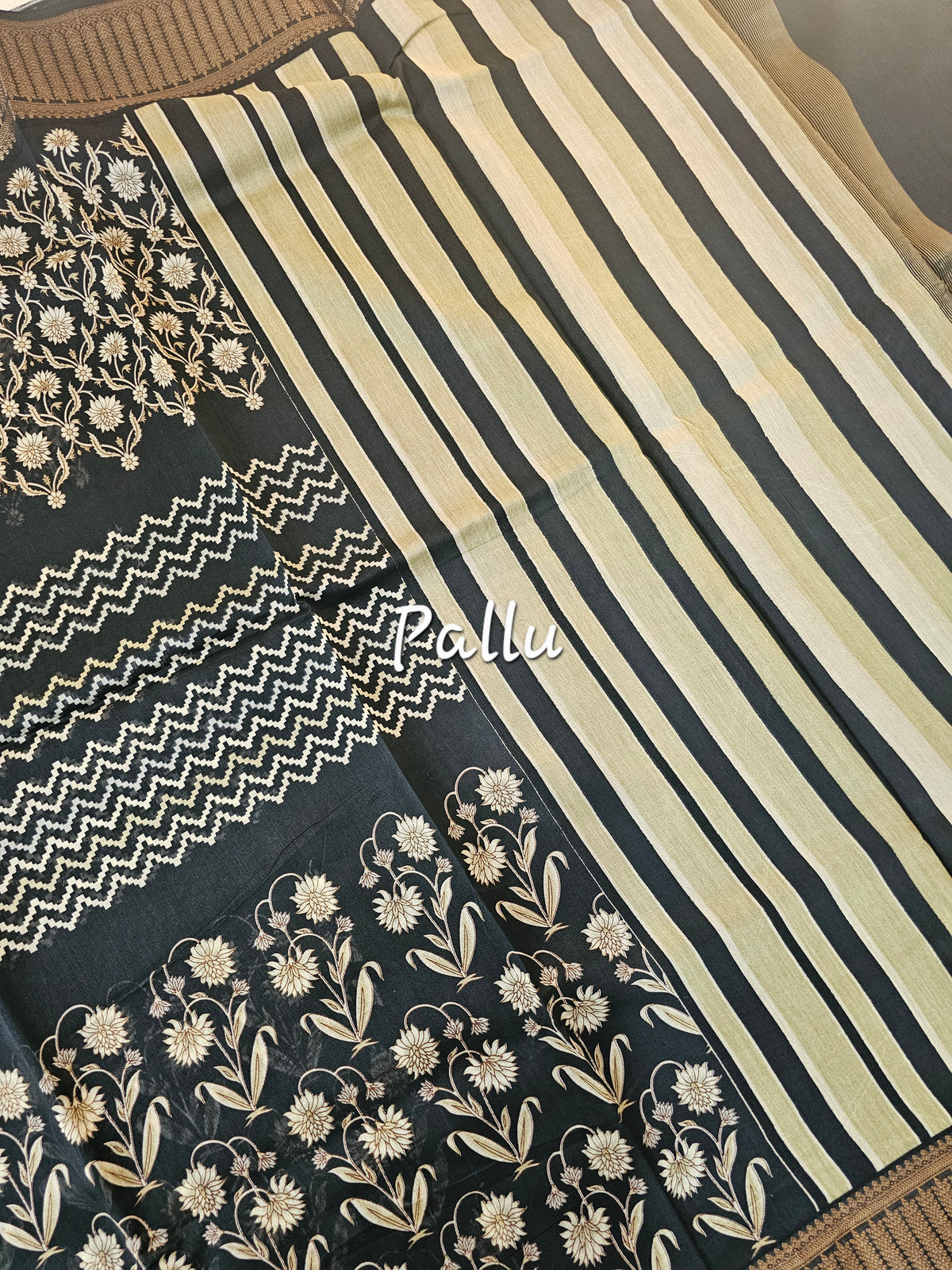 Pure Chanderi Butter Silk - Black