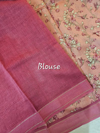Pure Chanderi Butter Silk - Peach with Pink
