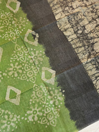Bhagalpuri with Batik Print - Green with Grey