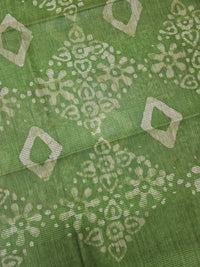 Bhagalpuri with Batik Print - Green with Grey