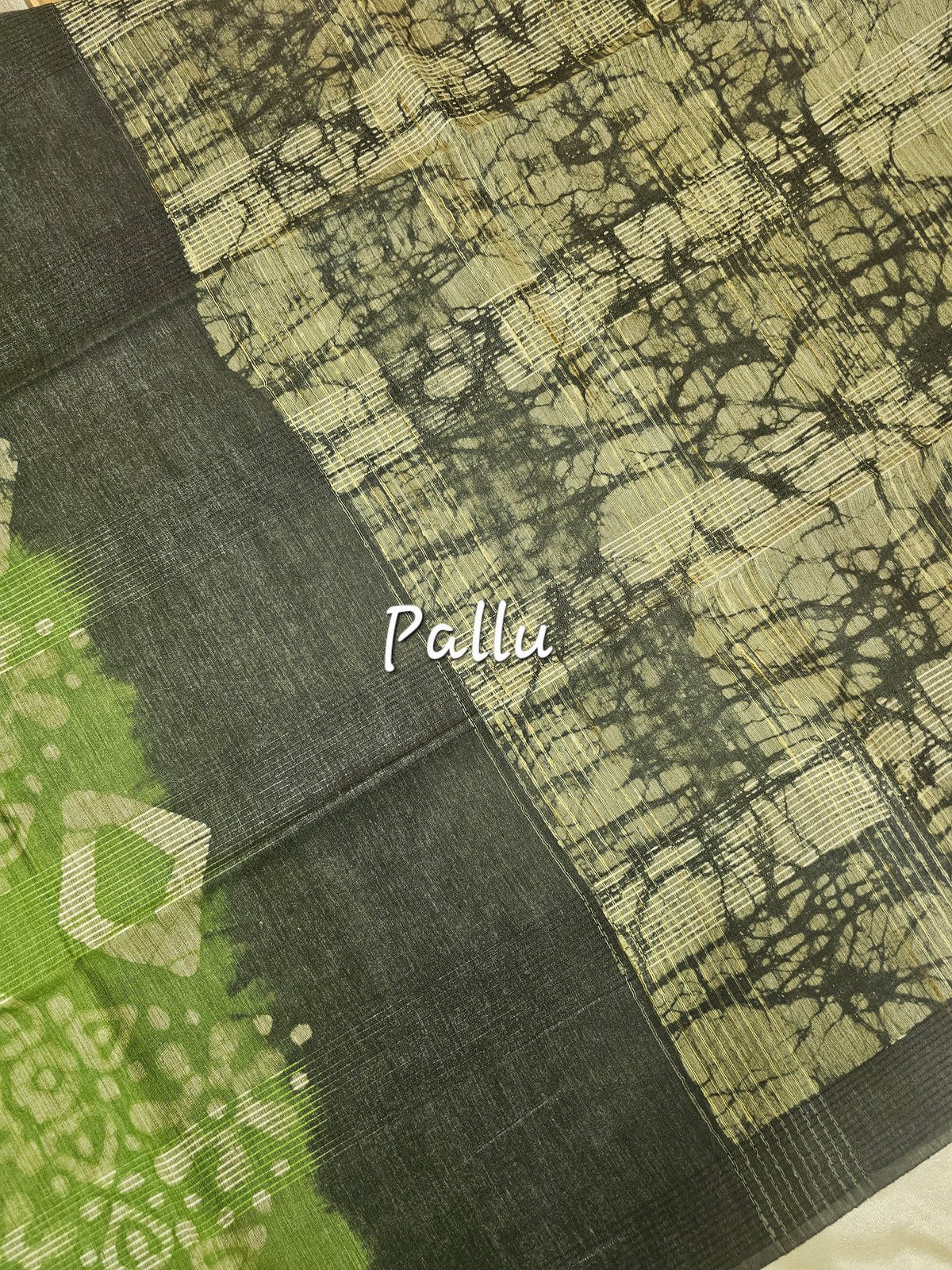Bhagalpuri with Batik Print - Green with Grey