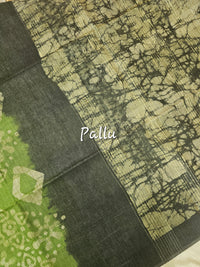 Bhagalpuri with Batik Print - Green with Grey