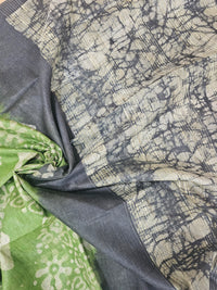 Bhagalpuri with Batik Print - Green with Grey