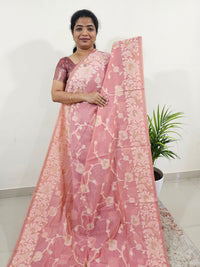 Soft Cotton with Weaving Floral Pattern  - Pink