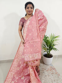 Soft Cotton with Weaving Floral Pattern  - Pink