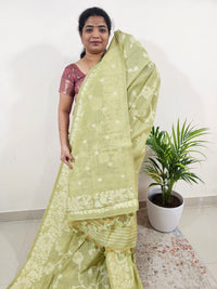 Soft Cotton with Weaving Floral Pattern  - Green