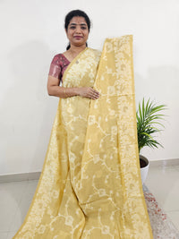 Soft Cotton with Weaving Floral Pattern  - Yellow