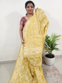 Soft Cotton with Weaving Floral Pattern  - Yellow