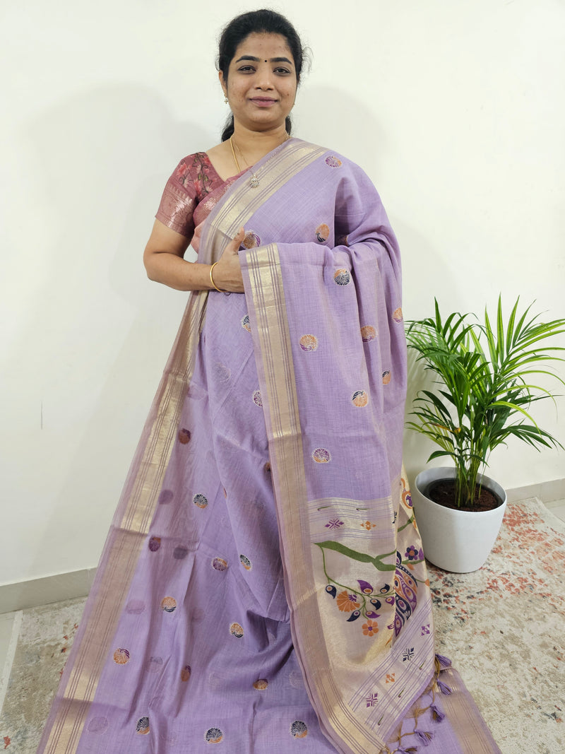 Soft Cotton with Weaving Floral Pattern  - Purple