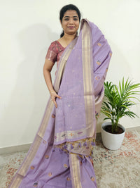 Soft Cotton with Weaving Floral Pattern  - Purple