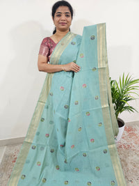 Soft Cotton with Weaving Floral Pattern  - Sea Blue