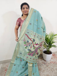 Soft Cotton with Weaving Floral Pattern  - Sea Blue