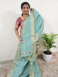 Soft Cotton with Weaving Floral Pattern  - Sea Blue