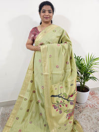 Soft Cotton with Weaving Floral Pattern  - Green