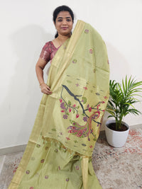 Soft Cotton with Weaving Floral Pattern  - Green