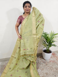 Soft Cotton with Weaving Floral Pattern  - Green