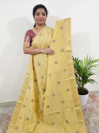 Soft Cotton with Weaving Floral Pattern  - Gold Shade