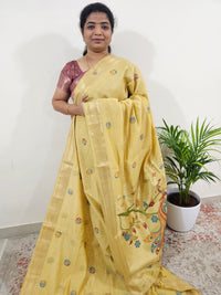 Soft Cotton with Weaving Floral Pattern  - Gold Shade
