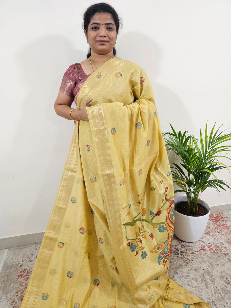 Soft Cotton with Weaving Floral Pattern  - Gold Shade