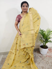 Soft Cotton with Weaving Floral Pattern  - Gold Shade