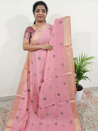 Soft Cotton with Weaving Floral Pattern  - Peach