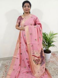 Soft Cotton with Weaving Floral Pattern  - Peach