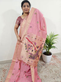Soft Cotton with Weaving Floral Pattern  - Peach